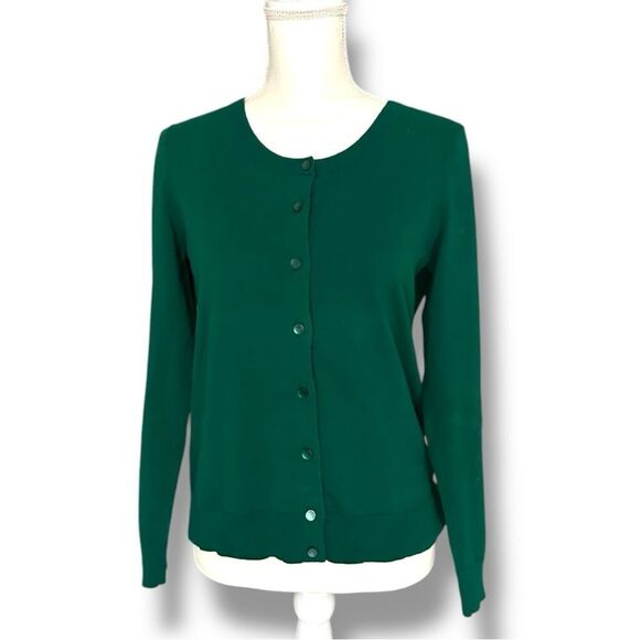 Talbots | EUC Women’s Cardigan Green Button Front Petite Medium MP - Picture 1 of 10